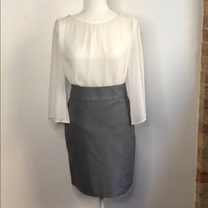 Banana Republic Petite Gray Knit Pencil Skirt 0